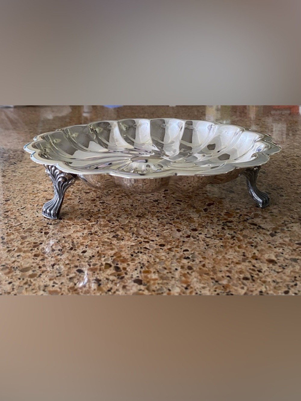 Vintage F.B. Rogers Silverplate Footed Dish Scalloped Rim